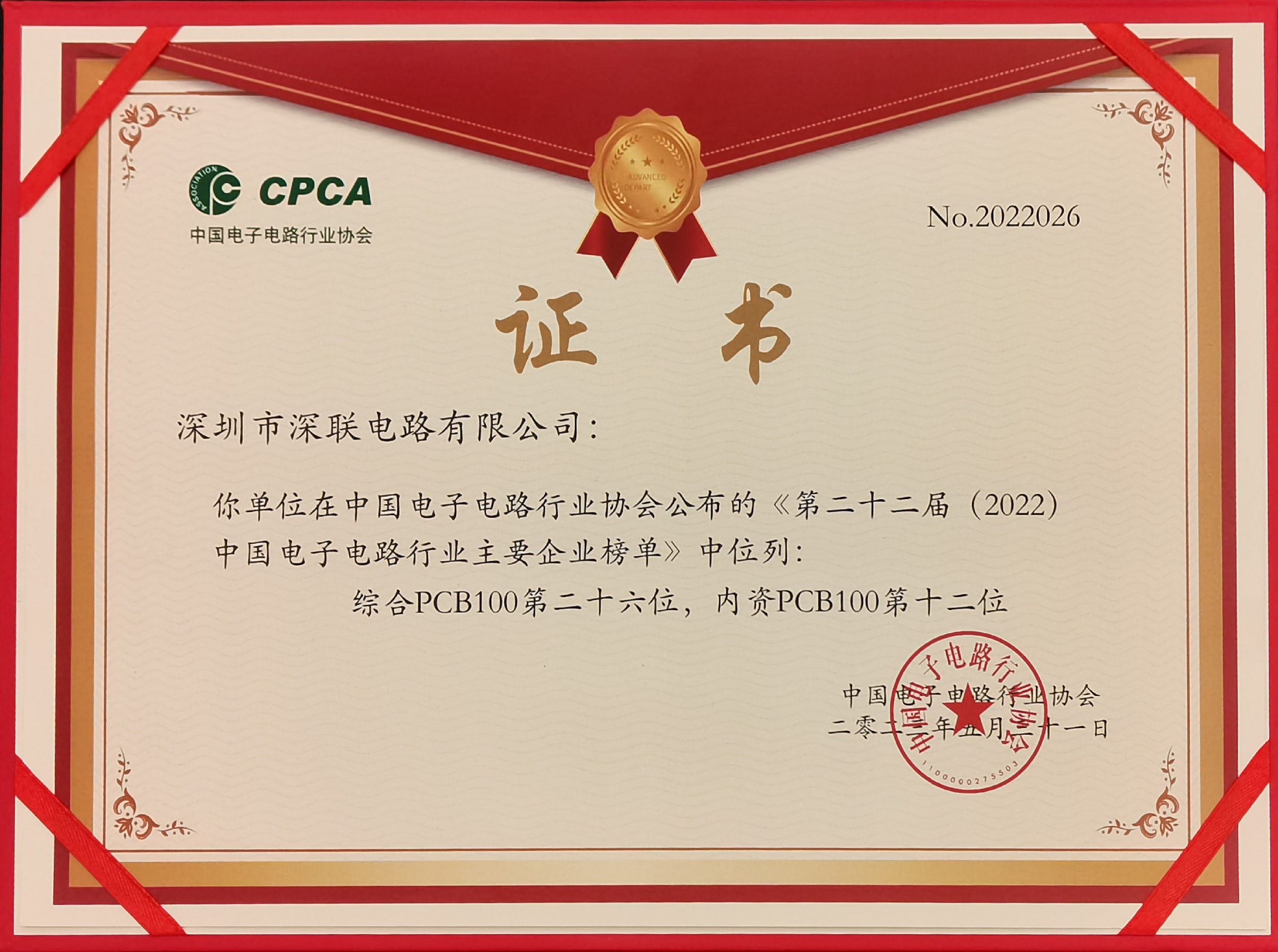 Top 100 PCB manufacturer of CPCA